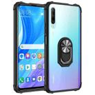 For Huawei Y9s Shockproof Transparent TPU + Acrylic Protective Case with Ring Holder(Black and Silver) - 1