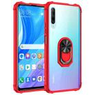 For Huawei Y9s Shockproof Transparent TPU + Acrylic Protective Case with Ring Holder(Red) - 1