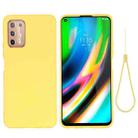 For Motorola Moto G9 Plus Pure Color Liquid Silicone Shockproof Full Coverage Case(Yellow) - 1