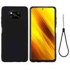 For Xiaomi Poco X3 NFC Pure Color Liquid Silicone Shockproof Full Coverage Case(Black) - 1