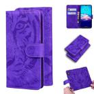 For Motorola Moto E6s 2020 Tiger Embossing Pattern Horizontal Flip Leather Case with Holder & Card Slots & Wallet(Purple) - 1