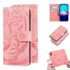 For Motorola Moto E (2020) / Moto E7 Tiger Embossing Pattern Horizontal Flip Leather Case with Holder & Card Slots & Wallet(Pink) - 1