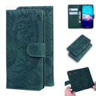 For Motorola Moto G8 Tiger Embossing Pattern Horizontal Flip Leather Case with Holder & Card Slots & Wallet(Green) - 1