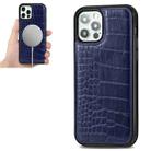 For iPhone 12 mini Crocodile Texture Embossing Magnetic PU + TPU Protective Magsafe Case (Blue) - 1
