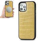 For iPhone 12 mini Crocodile Texture Embossing Magnetic PU + TPU Protective Magsafe Case (Yellow) - 1