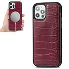 For iPhone 12 / 12 Pro Crocodile Texture Embossing Magnetic PU + TPU Protective Magsafe Case(Red) - 1
