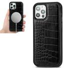 For iPhone 12 / 12 Pro Crocodile Texture Embossing Magnetic PU + TPU Protective Magsafe Case(Black) - 1