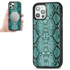 For iPhone 12 mini Python Texture Embossing Magnetic PU + TPU Protective Magsafe Case (Green) - 1