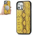 For iPhone 12 / 12 Pro Python Texture Embossing Magnetic PU + TPU Protective MagSafe Case(Yellow) - 1