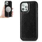 For iPhone 12 / 12 Pro Python Texture Embossing Magnetic PU + TPU Protective MagSafe Case(Black) - 1