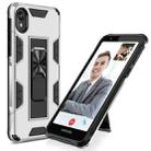 For Motorola Moto E6 Soldier Armor Shockproof TPU + PC Magnetic Protective Case with Holder(Silver) - 1