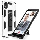 For Motorola Moto E6 Soldier Armor Shockproof TPU + PC Magnetic Protective Case with Holder(White) - 1