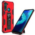 For Motorola Moto G8 Power Lite Soldier Armor Shockproof TPU + PC Magnetic Protective Case with Holder(Red) - 1