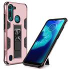 For Motorola Moto G8 Power Lite Soldier Armor Shockproof TPU + PC Magnetic Protective Case with Holder(Rose Gold) - 1