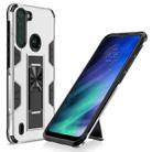 For Motorola One Fusion Soldier Armor Shockproof TPU + PC Magnetic Protective Case with Holder(Silver) - 1