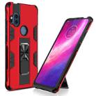 For Motorola One Hyper Soldier Armor Shockproof TPU + PC Magnetic Protective Case with Holder(Red) - 1