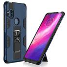 For Motorola One Hyper Soldier Armor Shockproof TPU + PC Magnetic Protective Case with Holder(Blue) - 1
