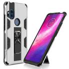 For Motorola One Hyper Soldier Armor Shockproof TPU + PC Magnetic Protective Case with Holder(Silver) - 1