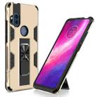For Motorola One Hyper Soldier Armor Shockproof TPU + PC Magnetic Protective Case with Holder(Gold) - 1