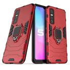 For vivo Y73s PC + TPU Shockproof Protective Case with Magnetic Ring Holder(Red) - 1