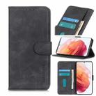 For Samsung Galaxy S21 5G KHAZNEH Retro Texture PU + TPU Horizontal Flip Leather Case with Holder & Card Slots & Wallet(Black) - 1