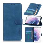 For Samsung Galaxy S21 Plus 5G KHAZNEH Retro Texture PU + TPU Horizontal Flip Leather Case with Holder & Card Slots & Wallet(Blue) - 1