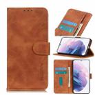For Samsung Galaxy S21 Plus 5G KHAZNEH Retro Texture PU + TPU Horizontal Flip Leather Case with Holder & Card Slots & Wallet(Brown) - 1