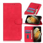For Samsung Galaxy S21 Ultra 5G KHAZNEH Retro Texture PU + TPU Horizontal Flip Leather Case with Holder & Card Slots & Wallet(Red) - 1