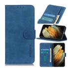 For Samsung Galaxy S21 Ultra 5G KHAZNEH Retro Texture PU + TPU Horizontal Flip Leather Case with Holder & Card Slots & Wallet(Blue) - 1