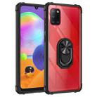 For Samsung Galaxy A31 Shockproof Transparent TPU + Acrylic Protective Case with Ring Holder(Black) - 1