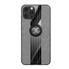 For iPhone 12 Pro Max XINLI Stitching Cloth Textue Shockproof TPU Protective Case with Ring Holder(Grey) - 1