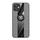 For iPhone 12 mini XINLI Stitching Cloth Textue Shockproof TPU Protective Case with Ring Holder (Grey) - 1