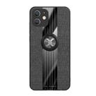 For iPhone 12 mini XINLI Stitching Cloth Textue Shockproof TPU Protective Case with Ring Holder (Black) - 1