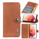 For Samsung Galaxy S21 5G KHAZNEH Cowhide Texture Horizontal Flip Leather Case with Holder & Card Slots & Wallet(Brown) - 1