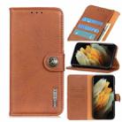 For Samsung Galaxy S21 Plus 5G KHAZNEH Cowhide Texture Horizontal Flip Leather Case with Holder & Card Slots & Wallet(Brown) - 1
