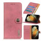 For Samsung Galaxy S21 Plus 5G KHAZNEH Cowhide Texture Horizontal Flip Leather Case with Holder & Card Slots & Wallet(Pink) - 1