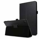 For Samsung Galaxy Tab A7 10.4 (2020) T500 Litchi Texture Horizontal Flip Solid Color Leather Case with Holder(Black) - 1