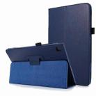 For Samsung Galaxy Tab A7 10.4 (2020) T500 Litchi Texture Horizontal Flip Solid Color Leather Case with Holder(Dark Blue) - 1