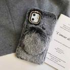 For iPhone 12 mini Plush Shockproof Case with Mirror Holder (Black) - 1