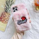 For iPhone 11 Rose Flower Hand Warmer Plush Shockproof TPU Case (Pink) - 1