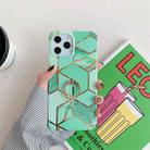 Plating Marble Pattern Soft TPU Protective Case with Ring Holder For iPhone 12 / 12 Pro(Green Lattice) - 1