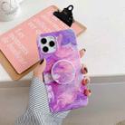 Laser Marble Pattern TPU Protective Case with Folding Holder For iPhone 12 mini(Purple Marble) - 1