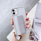 For iPhone 12 / 12 Pro Transparent Shockproof Matte Protective Case with Wristband & Holder(Gray) - 1