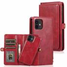 For iPhone 12 mini Multiple Card Slots Detachable Magnetic Horizontal Flip Leather Case with Card Slots & Holder & Wallet (Red) - 1