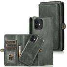 For iPhone 12 mini Multiple Card Slots Detachable Magnetic Horizontal Flip Leather Case with Card Slots & Holder & Wallet (Dark Green) - 1