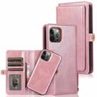 For iPhone 12 / 12 Pro Multiple Card Slots Detachable Magnetic Horizontal Flip Leather Case with Card Slots & Holder & Wallet(Rose Gold) - 1