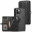 For iPhone 12 / 12 Pro Multiple Card Slots Detachable Magnetic Horizontal Flip Leather Case with Card Slots & Holder & Wallet(Black) - 1