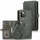 For iPhone 12 Pro Max Multiple Card Slots Detachable Magnetic Horizontal Flip Leather Case with Card Slots & Holder & Wallet(Dark Green) - 1