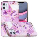 For iPhone 11 Full Plating Splicing Gilding Protective Case (Purple Flowers Color Matching) - 1