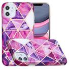 For iPhone 11 Full Plating Splicing Gilding Protective Case (Rose Red Purple Color Matching) - 1
